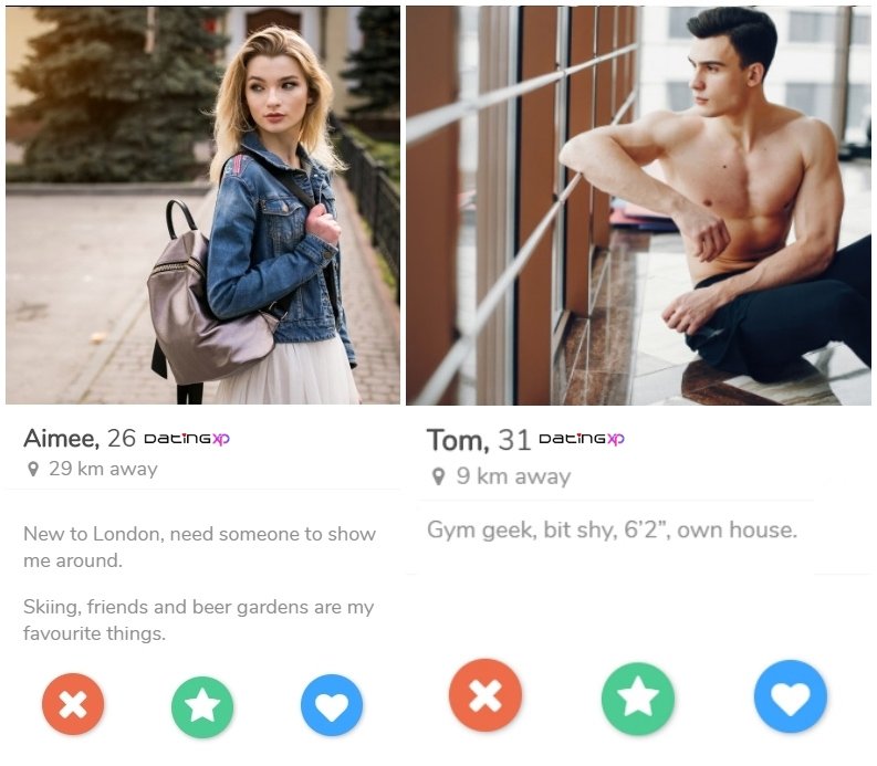 two dating profile examples from the dating app tinder