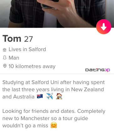 Tinder bio for visiting a new country