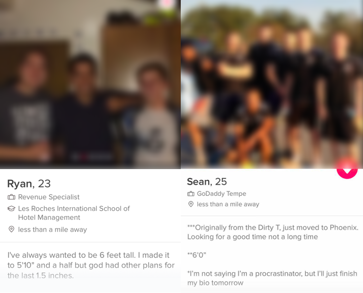 Example of a male tinder profile
