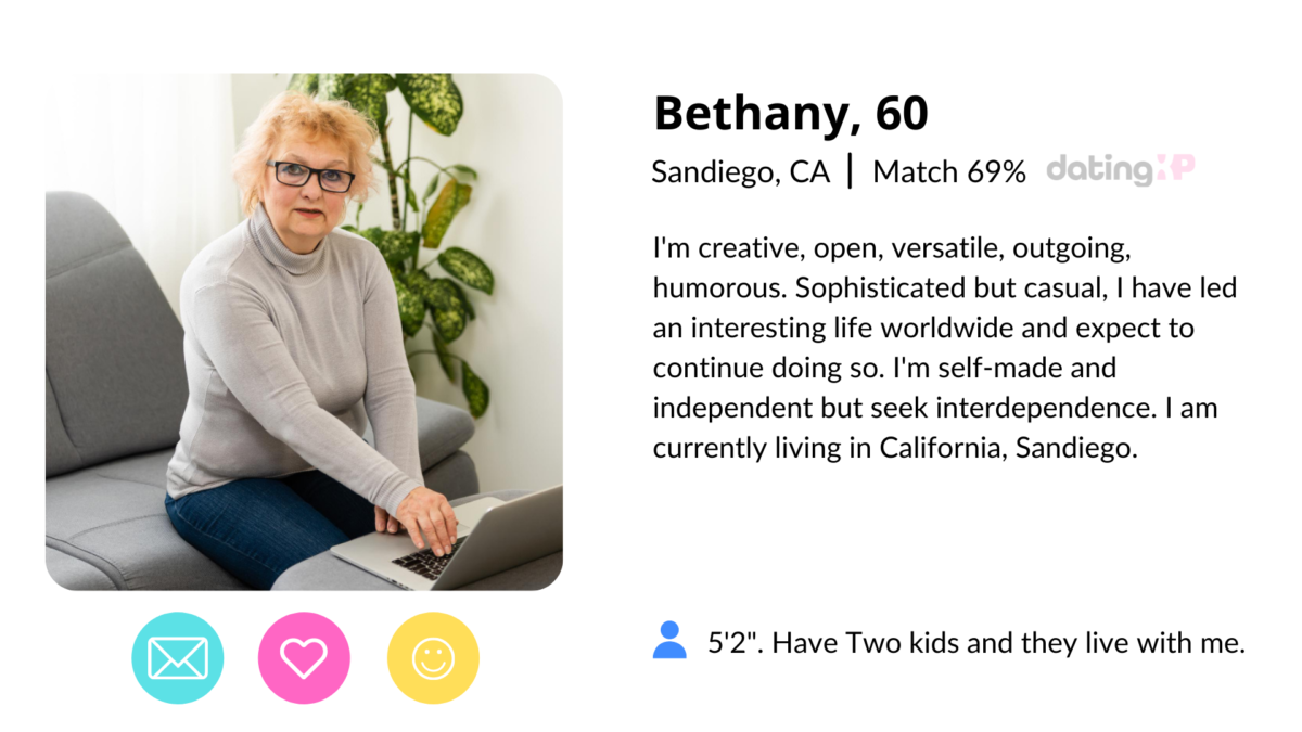 dating profile examples for 50 year old woman